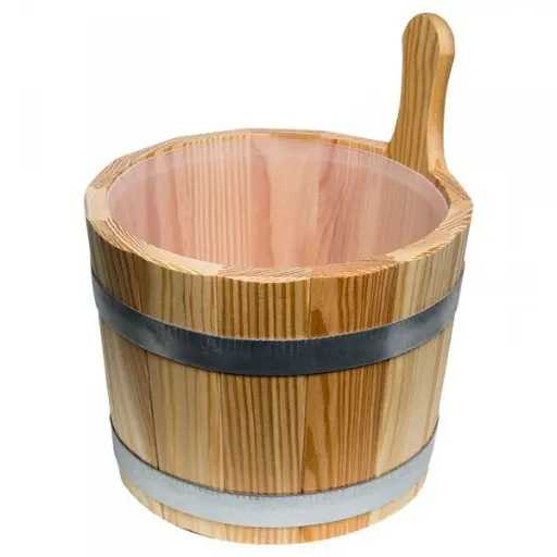 Sauna Bucket in Larch Wood with Plastic Inner Bucket